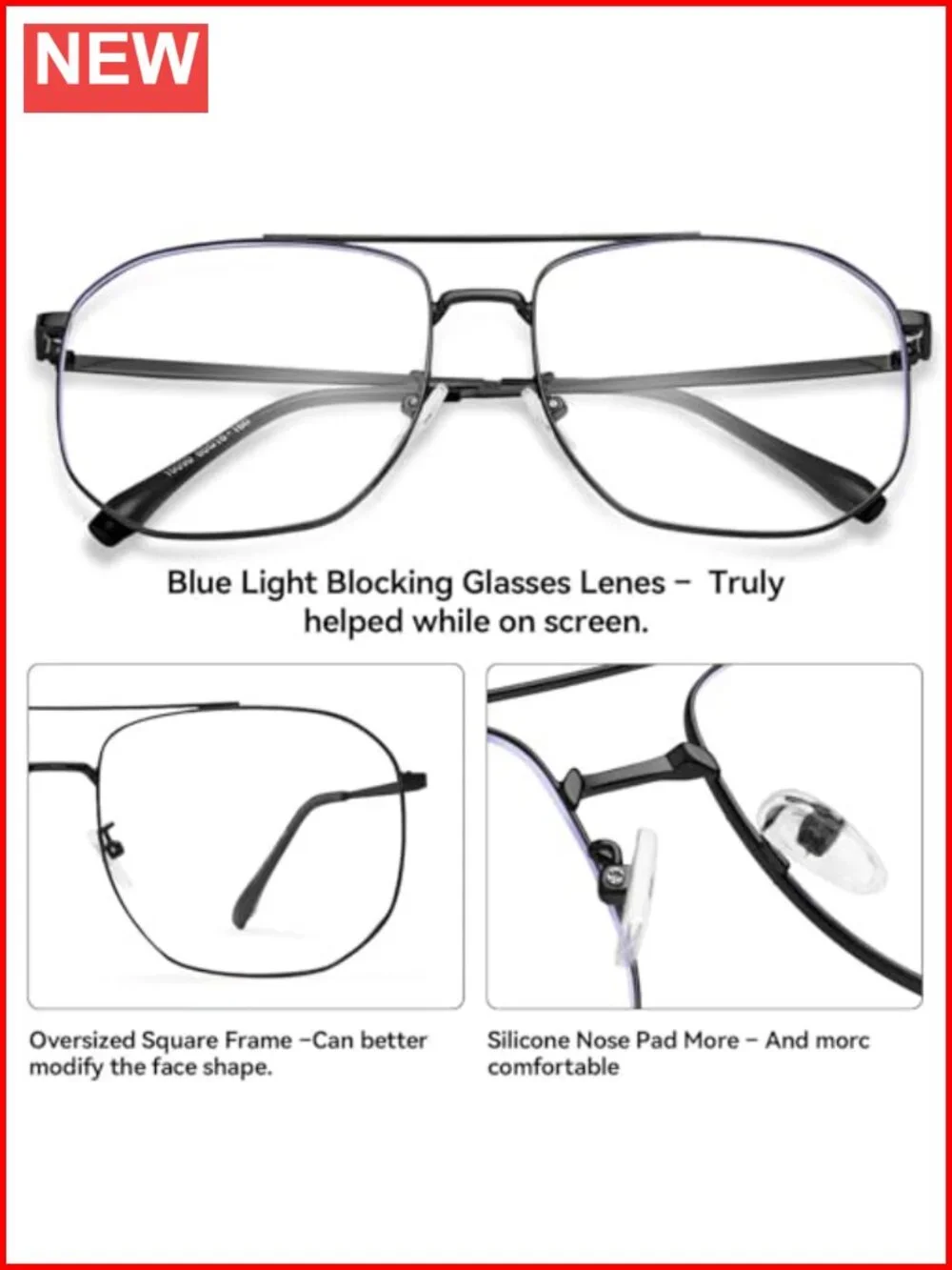 Retro Blue Light Blocking Glasses Computer Eyeglasses Metal Frame Unisex